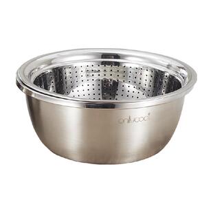 onlycook304食品级不锈钢盆沥水漏盆加厚圆角抗磨家用叠放洗菜篮