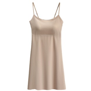 吊带打底裙无痕带胸垫衬裙紧身连衣裙冰丝防走光肉色肤色内搭防透