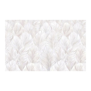 墙纸3d北欧轻奢壁纸现代简约羽毛电视背景墙壁布客厅壁画卧室墙布