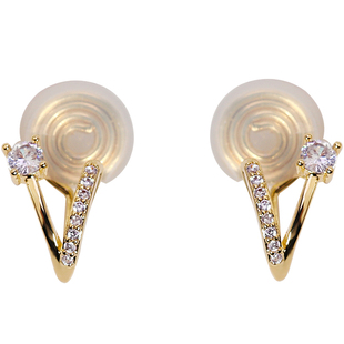 简约气质V形刘海无耳洞蚊香盘耳夹闪钻微镶耳环女高级感时尚耳饰