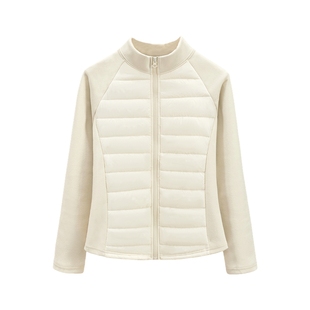 她池修身外套2025冬装新款女装简约立领插肩袖拉链短款保暖上衣