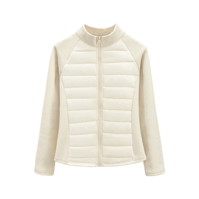 她池立领插肩袖修身拉链短款外套