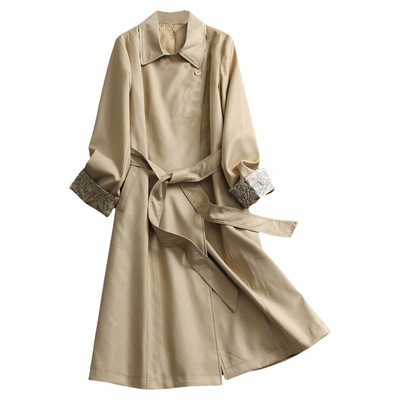 新中式国风提花翻边长袖翻领风衣