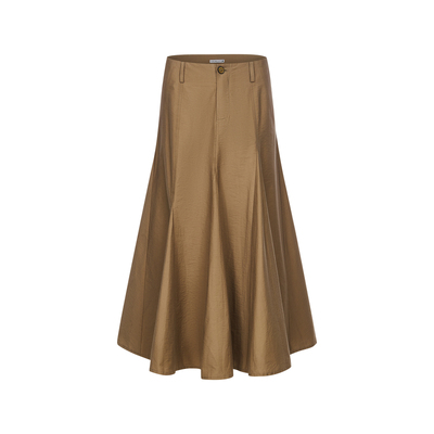 纸感微皱流线型分割伞状长裙