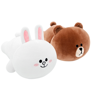 长亿LINE FRIENDS布朗熊公仔可妮兔抱枕趴趴姿柔软摆件靠枕玩偶