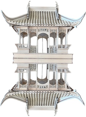 新中式风古建筑纯手工大堂挂饰