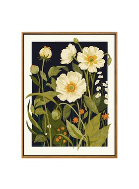 复古雏菊花卉diy数字油画装饰画