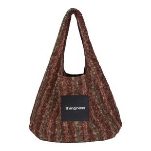 Thingness 树皮包原创设计羊毛圈棕色肩背大容量休闲购物袋托特包