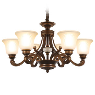 新款锌合金美式吊灯客厅灯餐厅灯卧室灯复古大气中古风灯 包安装