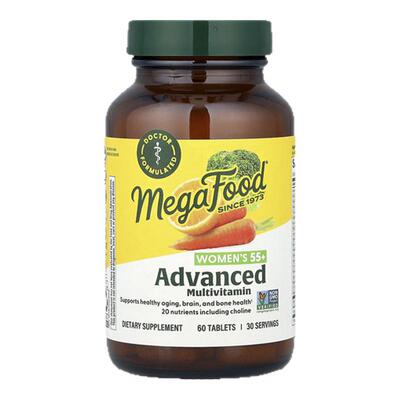MegaFood女士55+复合维生素片B族维生素B12胆碱钙镁锌大脑骨骼健