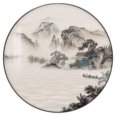 新中式圆形装饰画客厅办公室挂画