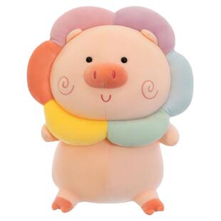 彩虹可爱小猪公仔毛绒玩具猪猪大玩偶布娃娃超萌抱枕生日礼物女孩