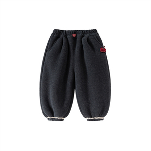 女童裤子冬装2025新款宝宝加绒加厚休闲裤冬季棉裤儿童卫裤拜年服