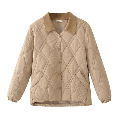 大码秋冬棉服轻薄款撞色棉衣外套