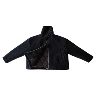 H AND E 原创童装25冬季保暖加厚暗黑羊羔毛夹棉夹克外套女童亲子