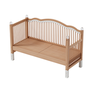 榉木儿童床拼接床加宽床边实木床宝宝婴儿床可升降高护栏平接大床