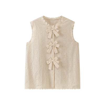 西町村屋文艺感刺绣马甲女装2026夏季新款韩系短款马夹XHBB10102