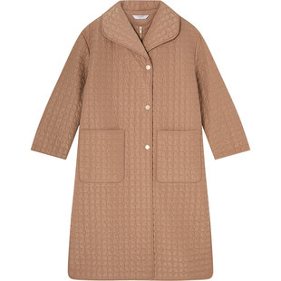 LK BENNETT驼色绗缝外套女2025秋冬新款马甲两件套立领长款棉大衣