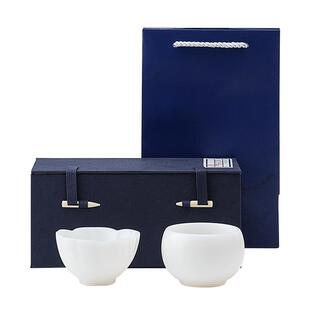 精致羊脂玉茶杯男女士个人专用主人杯子一对茶碗套装陶瓷高端送礼