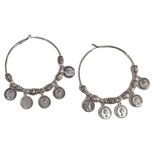 易梦玲同款～新中式人像银币流苏耳环复古时尚夸张个性耳圈耳饰女