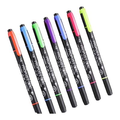 日本uni三菱双头荧光笔PUS-101T莹光笔重点标记笔两头彩色记号笔官方旗舰店书写阅读绘画涂鸦荧光色画笔