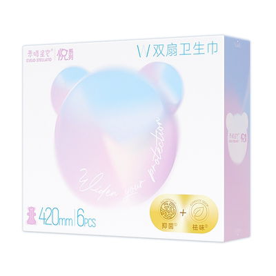 【拍5件】安悦溪双扇卫生巾420mm素晴星空超薄透气加长夜用姨妈巾