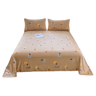 无印良品冬季加厚牛奶绒床单单件