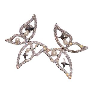 年会珠宝 星运蝴蝶福蝶宝石耳环 Vintage 梯方锆石灵动耳坠