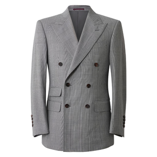 【半麻衬】CULTUM50羊毛双排戗驳领英式亲王格西服套装男正装西装