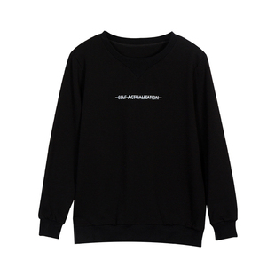 圆领黑色卫衣女款2026新款春装宽松刺绣上衣春秋欧货衣服女外套女