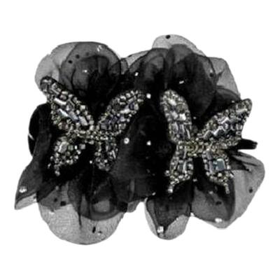 路易斯巴黎王妃花朵抓夹女高级感黑色发夹优雅气质丸子头发卡头饰