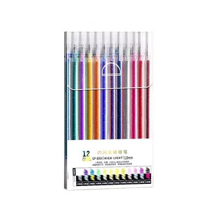 彩色闪光笔爆闪啫喱按动荧光标记笔划重点学生高颜值手帐笔手抄报专用涂色笔儿童闪粉笔啫喱笔双色12色48色