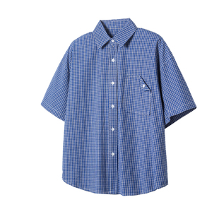 wtmp法式复古老钱风格纹短袖衬衫男女夏季宽松休闲纯棉百搭衬衣