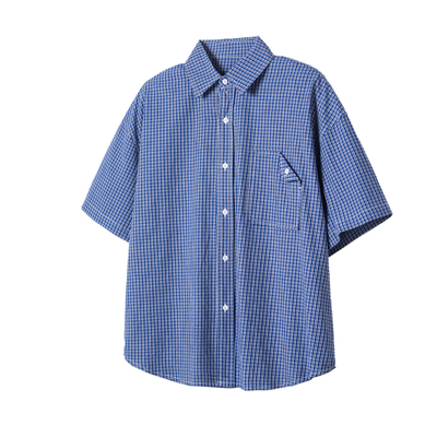 wtmp法式复古老钱风格纹短袖衬衫