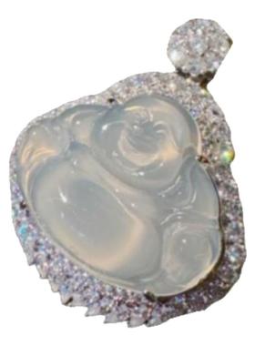 荔枝冻白玉髓树叶宝石项链 水灵水灵 镀18K金 白玉髓如意锆石项链