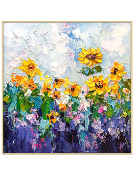 油画挂画客厅玄关简约花卉成品画