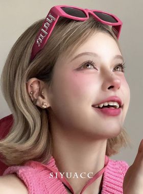 ins芭比粉字母眼镜y2k辣妹网红防晒太阳镜2023新款多巴胺眼镜墨镜