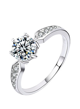 D色莫桑石纯银戒指轻奢ins小众女