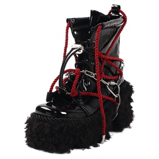 沉没SINKing | SK系列 TRA季Punk Chain Boots 红绳绑带厚底靴