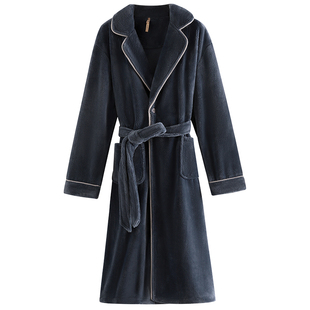 家乐芬睡衣男士睡袍男款秋冬款冬季珊瑚绒加厚加绒法兰绒浴袍长款