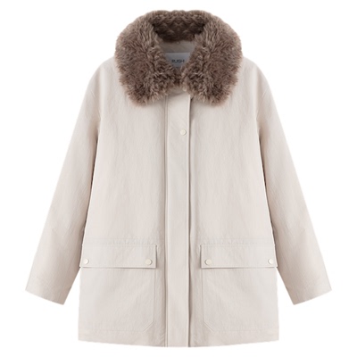 RUISHI可拆卸毛领90白鸭绒羽绒服