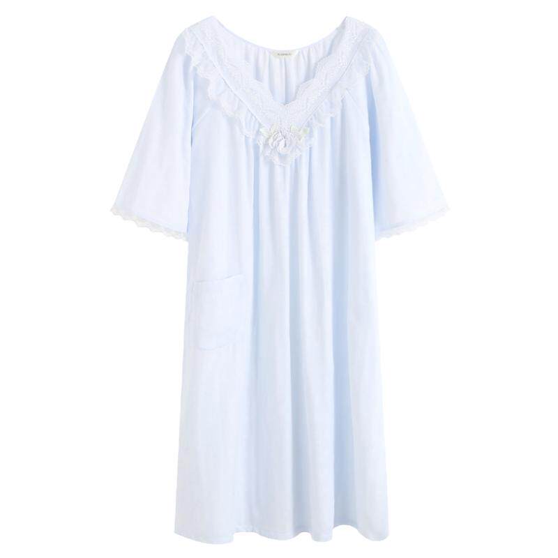 罗丝美女纯棉双层纱家居服睡裙
