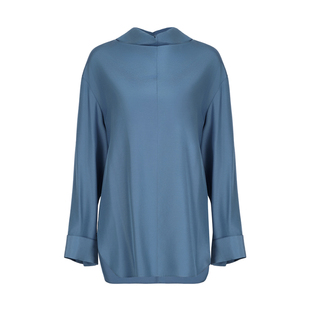 LYNEE【黑标倒序】小高领套头衬衫女秋冬设计感小众叠穿内搭衬衣