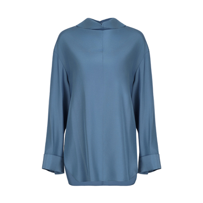 LYNEE【黑标倒序】小高领套头衬衫女秋冬设计感小众叠穿内搭衬衣