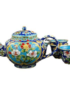 正宗景泰蓝掐丝珐琅老工艺新品花丝茶壶套装工艺品礼品