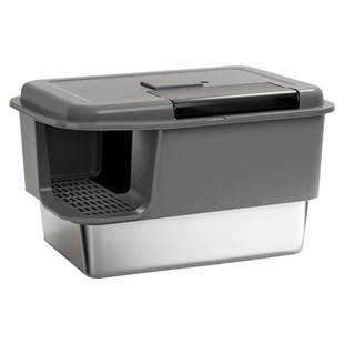 不锈钢猫砂盆超大号防外溅全封闭走廊式猫屎盆特大防臭矮脚猫厕所