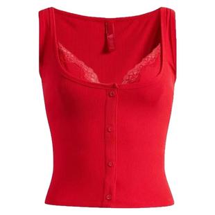 IAMUBABA新款SKIMS性感辣妹吊带背心蕾丝拼接假两件背心内搭外穿