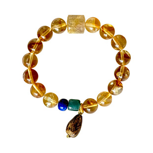 曦光里【万贯】财财财/获得感 翡翠沉香天然黄水晶情侣手串金发晶