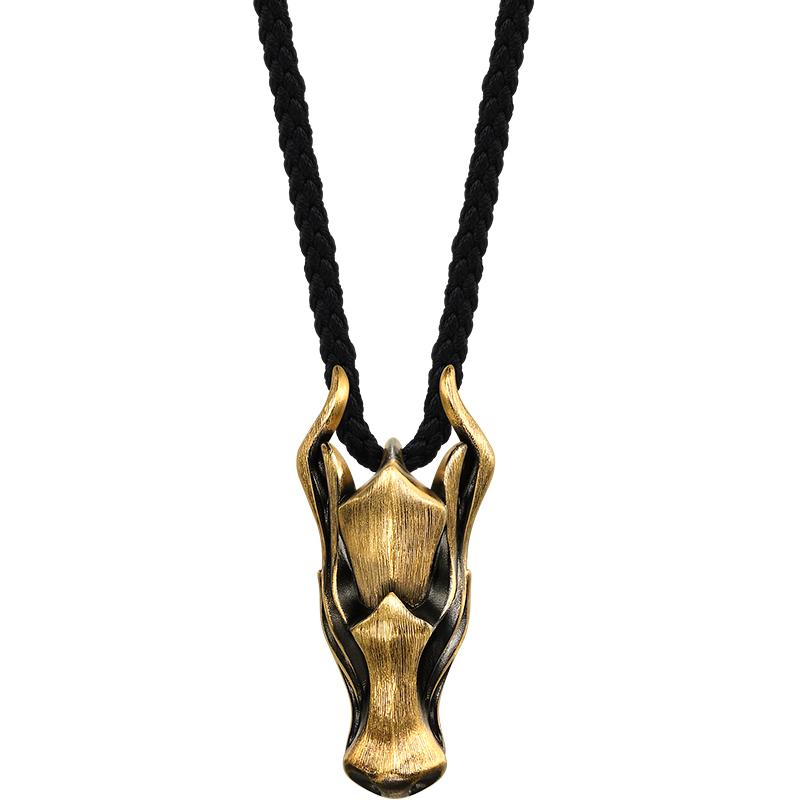 圣诞周生生NOIR酷黑系列龙抬头项链黄金足金十二生肖龙吊坠94440Z