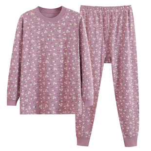 中老年女纯棉秋衣秋裤套装老人全棉线衣裤妈妈打底棉毛服秋冬宽松